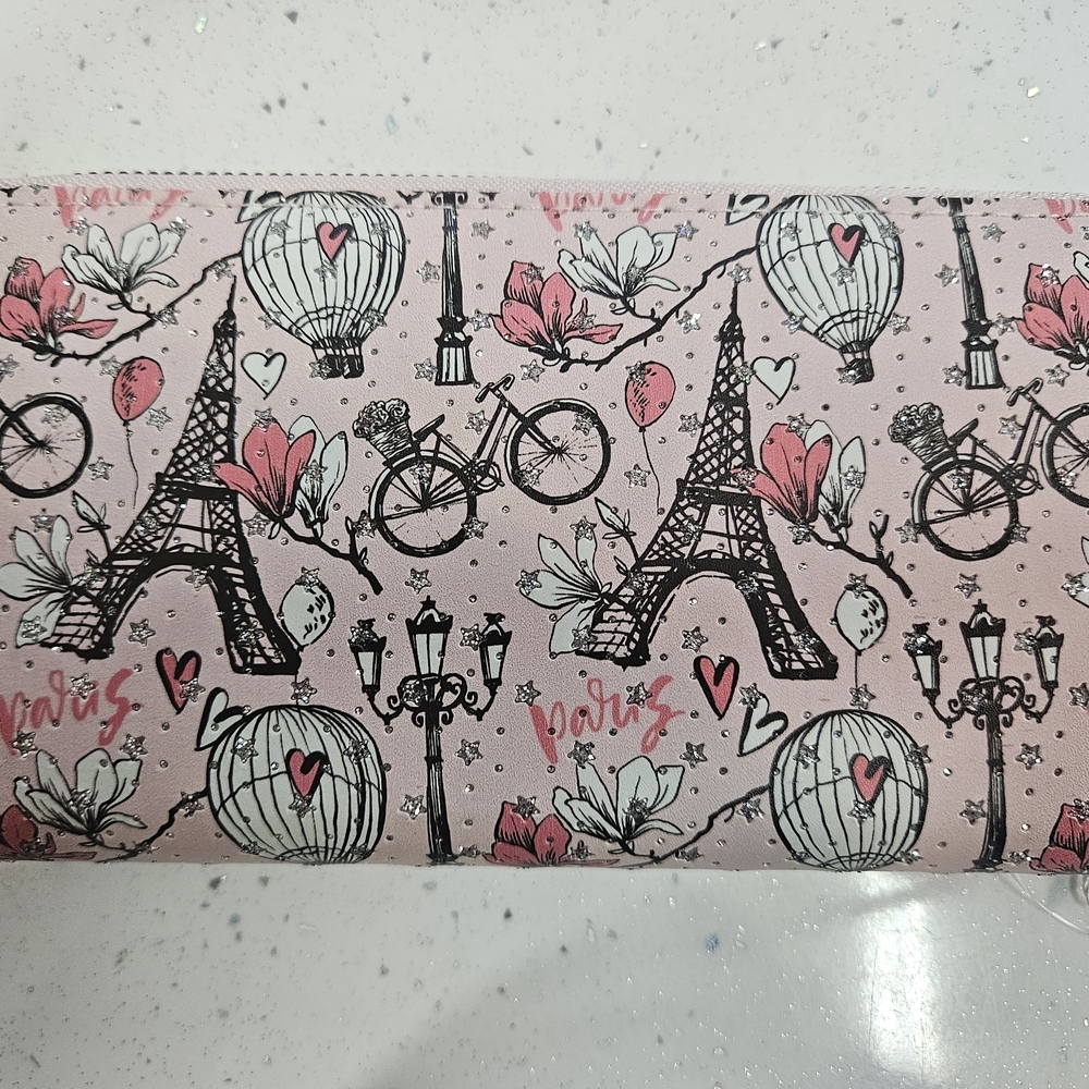 Paris Themed Pink Wallet